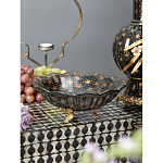 Блюдо черного цвета из фрафора на бронзовых ножках Eden Garden porcelain and bronze варинант исполнения - 3 | Loft Concept в Челябинске