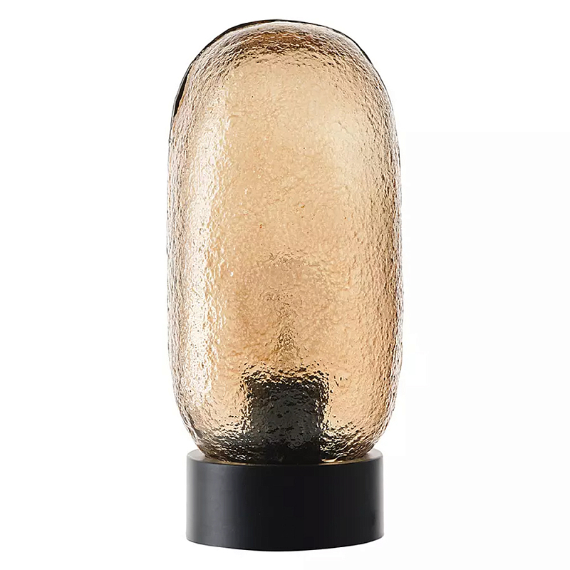 Настольная лампа с янтарным рельефным плафоном Lamp with Frozen Glass Effect Янтарный Черный Настольная лампа с янтарным рельефным плафоном Lamp with Frozen Glass Effect Янтарный Черный в Челябинске | Loft Concept