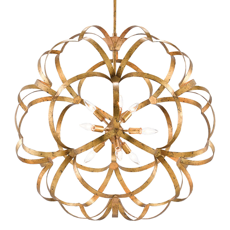 Люстра круглая в виде объёмного цветка Golden Flower Sphere Золотой Люстра круглая в виде объёмного цветка Golden Flower Sphere Золотой в Челябинске | Loft Concept