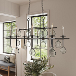 Люстра подвесная с 8-ю лампами и стеклянными круглыми подвесками Currey & Company варинант исполнения - 3 | Loft Concept в Челябинске