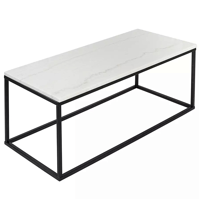 Журнальный столик прямоугольный White Marble Surface Белый Черный Журнальный столик прямоугольный White Marble Surface Белый Черный в Челябинске | Loft Concept