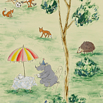 Обои ручная роспись Promenade Original colourway on cream painted silk варинант исполнения - 2 | Loft Concept в Челябинске