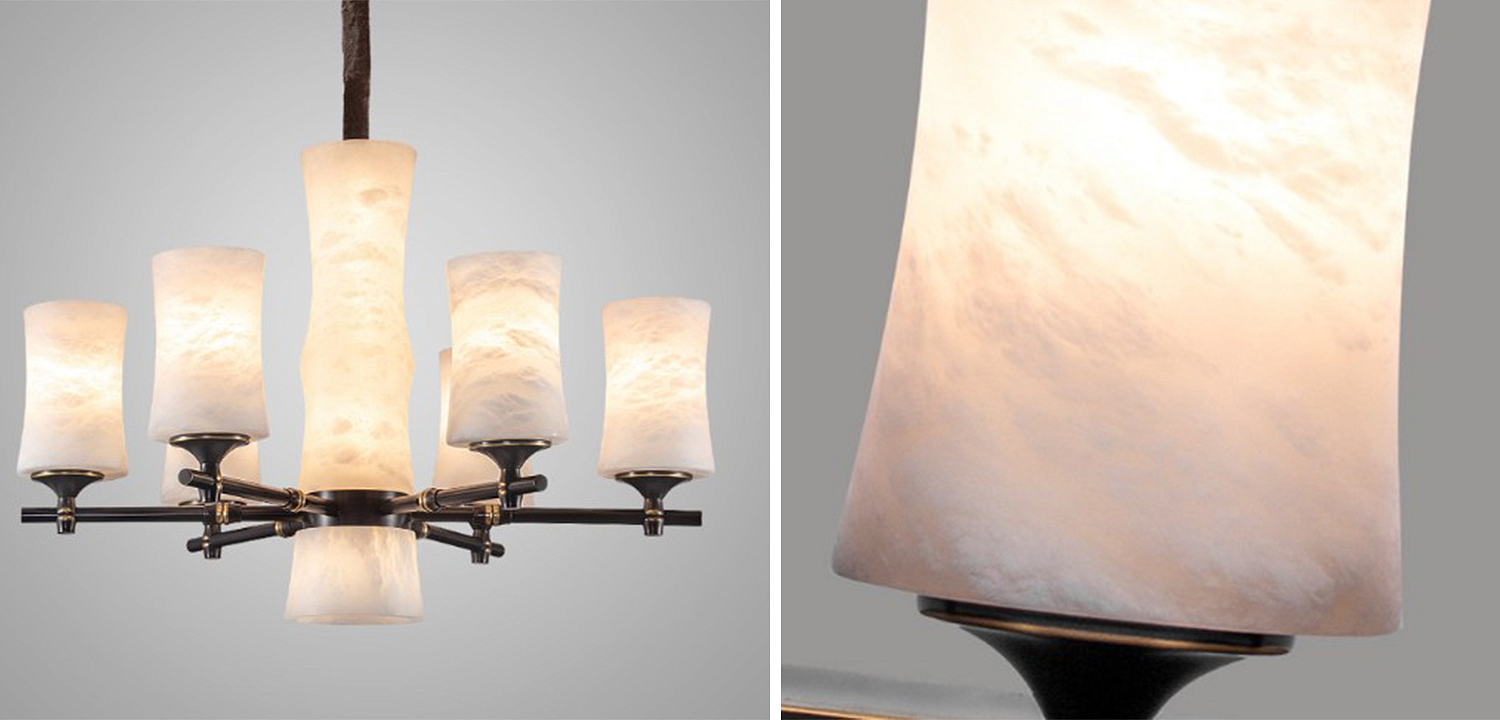Дизайнерская люстра 6 плафонов из натурального мрамора Marble Shades Chandelier Дизайнерская люстра 6 плафонов из натурального мрамора Marble Shades Chandelier - Loft-Concept в Челябинске