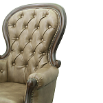 Кресло кожаное с мягкими подлокотниками на 4-х деревянных ножках Evelyn Classical Armchair варинант исполнения - 5 | Loft Concept в Челябинске