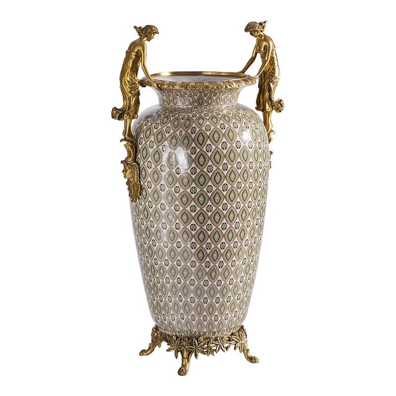 Ваза из фарфора декорированная ручками в виде девушек Paradise Maiden Бронза Мульти в Челябинске | Loft Concept 