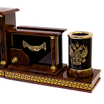 Настольный письменный набор с часами из природного камня обсидиана Royal Set варинант исполнения - 3 | Loft Concept в Челябинске