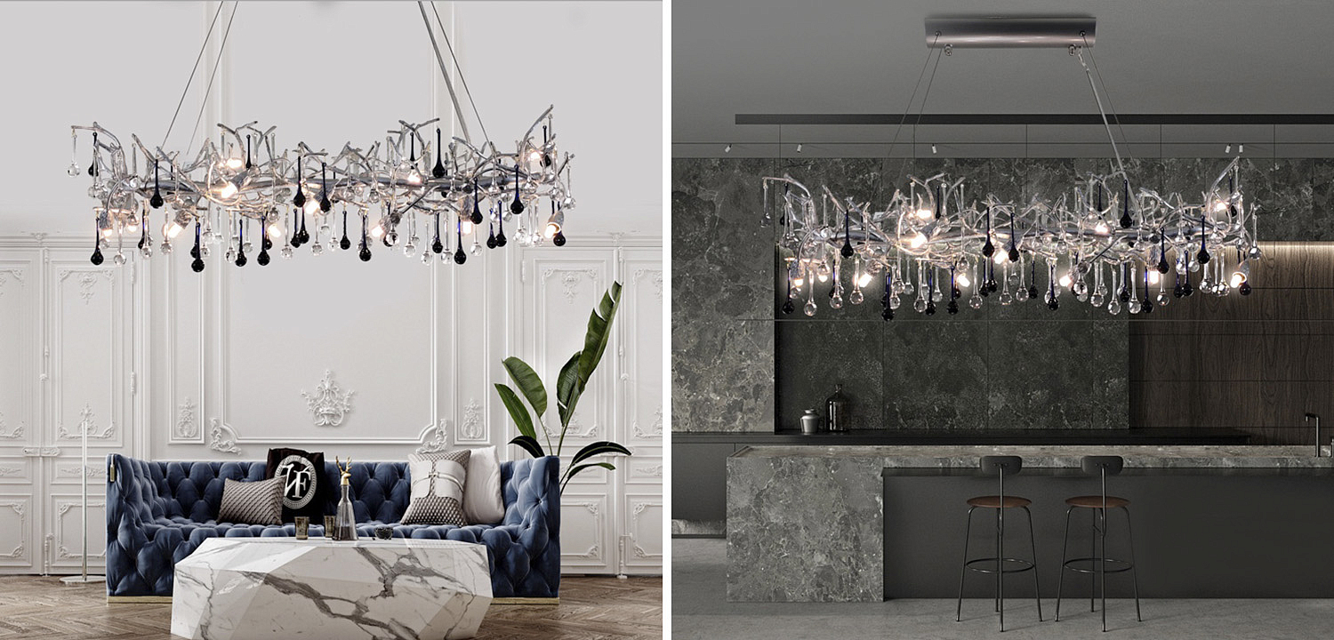 Люстра Waterfall Chandelier Crystal Silver Drops Люстра Waterfall Chandelier Crystal Silver Drops - Loft-Concept в Челябинске