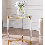 Золотой приставной столик с круглой стеклянной столешницей Weightless Table варинант исполнения - 8 | Loft Concept в Челябинске