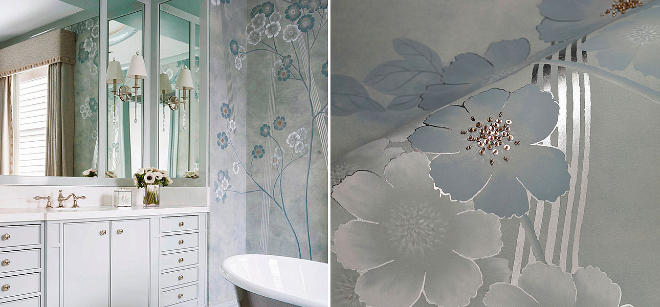 Обои ручная роспись Anemones in Light Special Colourway SC-235 on grey edo painted silk Обои ручная роспись Anemones in Light Special Colourway SC-235 on grey edo painted silk - Loft-Concept в Челябинске