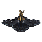 Менажница темно-синяя фарфоровая с бронзовой фигуркой ангела Eden Garden варинант исполнения - 1 | Loft Concept в Челябинске