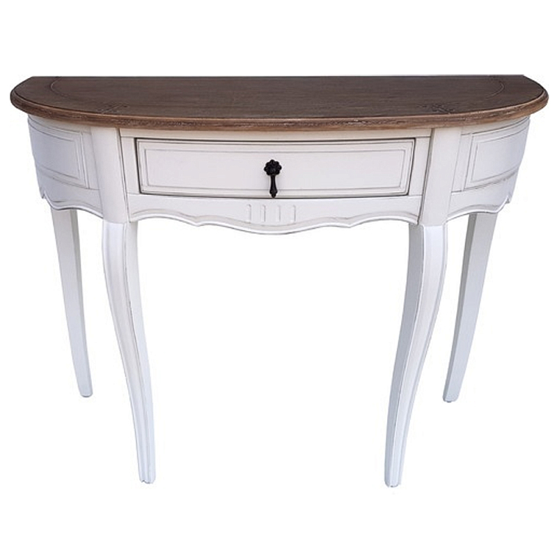 Деревянная консоль с ящиком в стиле прованс Montmartre Provence Connsole Table Белый Дуб темный Деревянная консоль с ящиком в стиле прованс Montmartre Provence Connsole Table Белый Дуб темный в Челябинске | Loft Concept
