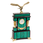 Часы настольные из натурального камня Малахит с декором в виде орла Eagle Stone Clock варинант исполнения - 2 | Loft Concept в Челябинске