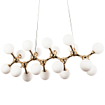 Линейная люстра с плафонами из стеклянных шаров Pearls Suspension Linear Gold Chandelier варинант исполнения - 1 | Loft Concept в Челябинске