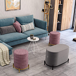 Банкетка круглая пыльно-розовый велюр на 4-х металлических ножках золотого цвета SANJAY варинант исполнения - 6 | Loft Concept в Челябинске