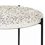 Кофейный столик с круглой разноцветной столешницей на 4-х черных ножках Multicolored Stone Composite варинант исполнения - 2 | Loft Concept в Челябинске