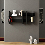 Полка прямая подвесная двухъярусная цвета антрацит BEADS BOOKCASE ANTHRACITE варинант исполнения - 1 | Loft Concept в Челябинске