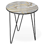 Стол журнальный c круглой столешницей из стекла серого цвета Gray and Gold Marble варинант исполнения - 1 | Loft Concept в Челябинске