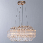 Люстра подвесная многослойная с прозрачными хрустальными трубками и золотистым каркасом Hexagon Tube Light варинант исполнения - 2 | Loft Concept в Челябинске