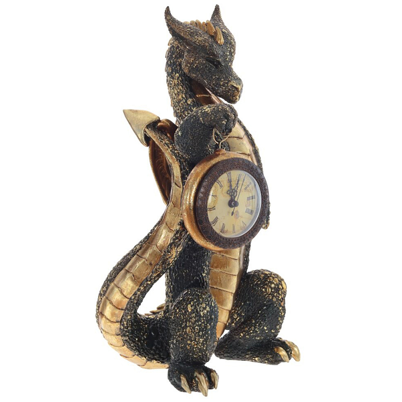 Часы в виде дракона Black Dragon with Clock Золотой Черный Часы в виде дракона Black Dragon with Clock Золотой Черный в Челябинске | Loft Concept