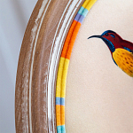 Стул бежевый в разноцветную полоску из натурального бука с изображением птиц и цветов Blooming Birds Colorful Stripes Chair варинант исполнения - 5 | Loft Concept в Челябинске