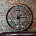 Часы настенные деревянные с римскими цифрами чёрного цвета Clock with History варинант исполнения - 2 | Loft Concept в Челябинске