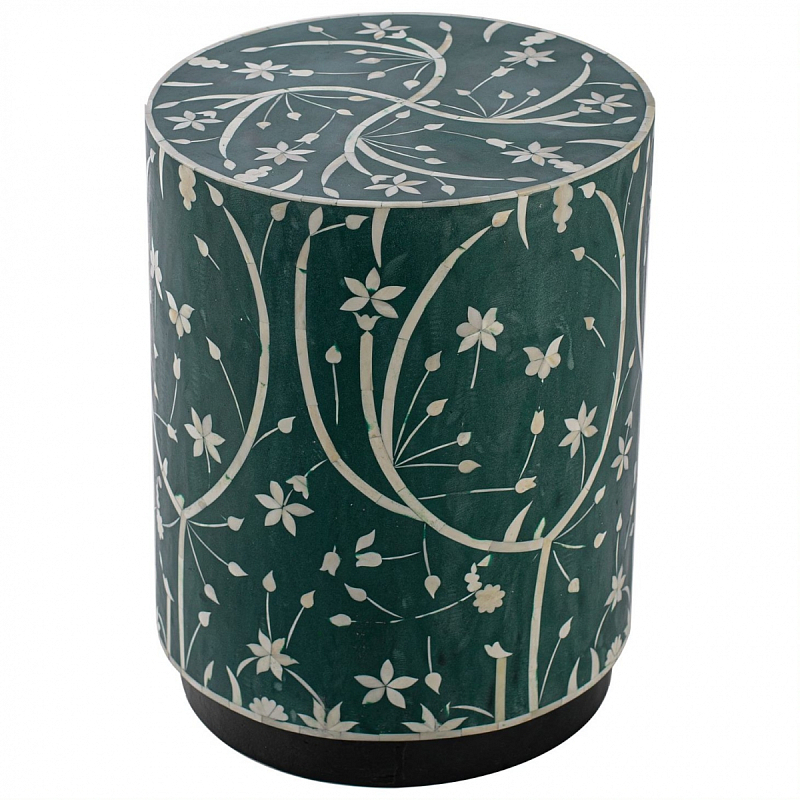 Табурет Green Flower Indian Bone Inlay stool Зеленый Табурет Green Flower Indian Bone Inlay stool Зеленый в Челябинске | Loft Concept