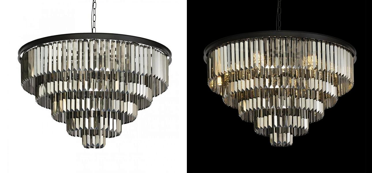 Круглая Люстра RH 1920s Odeon Black iron Five Layers Серое Стекло диаметр 80 см Круглая Люстра RH 1920s Odeon Black iron Five Layers Серое Стекло диаметр 80 см - Loft-Concept в Челябинске