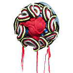 Подушка из джинсовой одежды и вязания Heart&Brain 2 варинант исполнения - 1 | Loft Concept в Челябинске