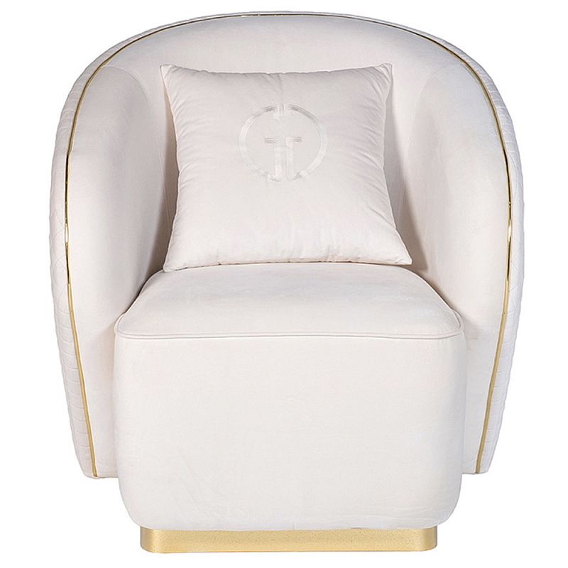 Кресло велюровое оттенка слоновой кости с простроченной спинкой Perfect Comfort ivory ( слоновая кость ) Золотой Кресло велюровое оттенка слоновой кости с простроченной спинкой Perfect Comfort ivory ( слоновая кость ) Золотой в Челябинске | Loft Concept