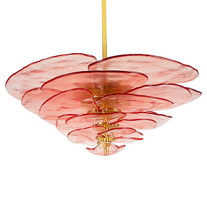Люстра из розового стекла в форме листьев лотоса Glass Pink Sculpture