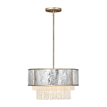 Люстра круглая с подвесками из текстурированного стекла молочного цвета Hinkley варинант исполнения - 9 | Loft Concept в Челябинске