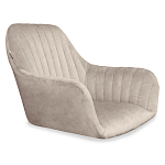 Барный стул со спинкой и подлокотниками на 4-х коричневых деревянных ножках Бежевый Велюр Ava Charm варинант исполнения - 5 | Loft Concept в Челябинске