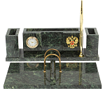 Настольный письменный набор из змеевика с подставкой под календарь и часами Successful Leader варинант исполнения - 1 | Loft Concept в Челябинске