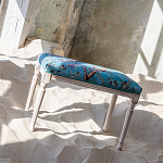 Банкетка из массива бука с цветочным принтом Turquoise Beige Chinoiserie Imperial  Garden Banquette варинант исполнения - 5 | Loft Concept в Челябинске
