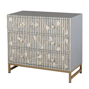 Комод белый инкрустация костью Gray Flowers