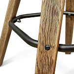 Барный стул со спинкой и металлической подставкой на 4-х деревянных ножках Зеленый Велюр Vendramin Chair варинант исполнения - 7 | Loft Concept в Челябинске