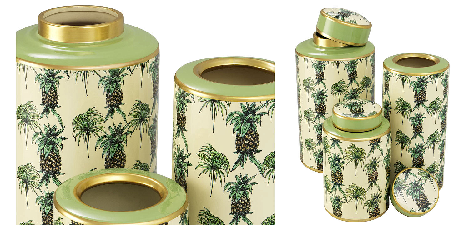 Комплект Ваз Eichholtz JAR PINEAPPLE SET OF 3 Комплект Ваз Eichholtz JAR PINEAPPLE SET OF 3 - Loft-Concept в Челябинске