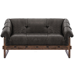 Двухместный диван Duncan винтажная черная кожа варинант исполнения - 1 | Loft Concept в Челябинске