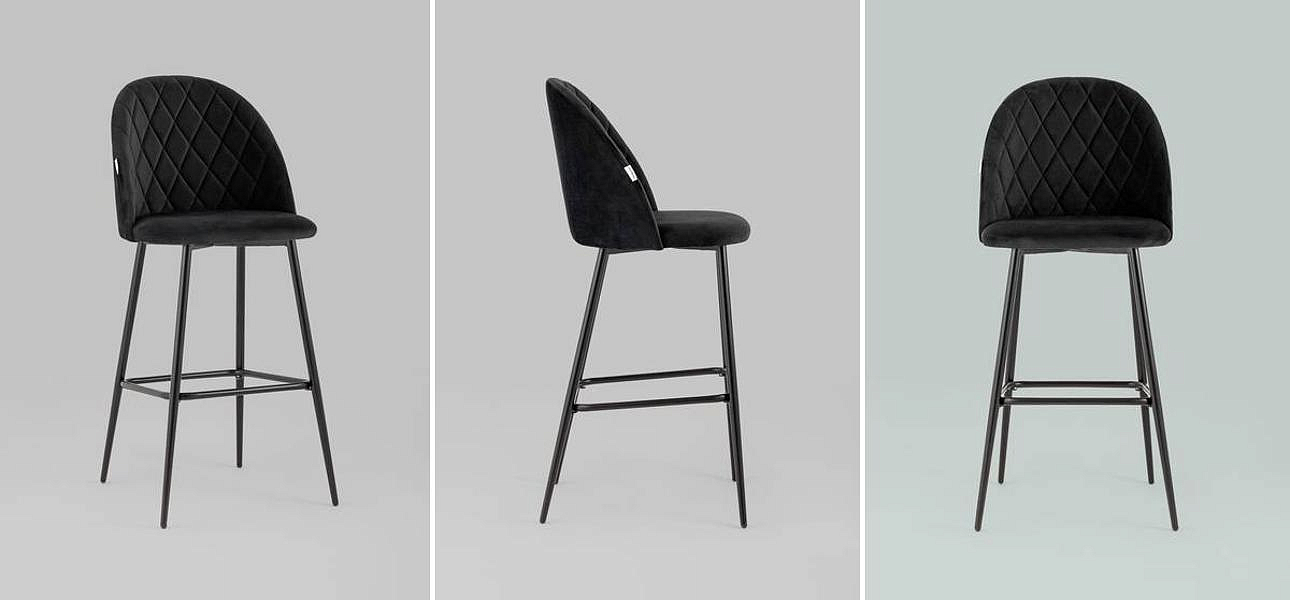 Барный Стул Miruna Rhombus Черный Велюр Барный Стул Miruna Rhombus Черный Велюр - Loft-Concept в Челябинске