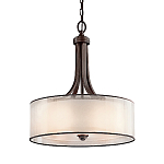 Люстра подвесная с двойным круглым плафоном из органзы и матового стекла Kichler варинант исполнения - 5 | Loft Concept в Челябинске