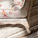 Мягкая банкетка из массива бука серая с растительным орнаментом Raffael Grey Floral Banquette варинант исполнения - 3 | Loft Concept в Челябинске