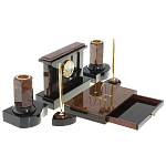 Настольный письменный набор с часами из природного камня обсидиана Royal Stone варинант исполнения - 3 | Loft Concept в Челябинске