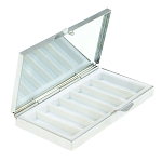 Таблетница карманная прямоугольная на 7 отделений с зеркалом и накладкой из натурального камня Содалит Silver Stone Pillboxes варинант исполнения - 2 | Loft Concept в Челябинске