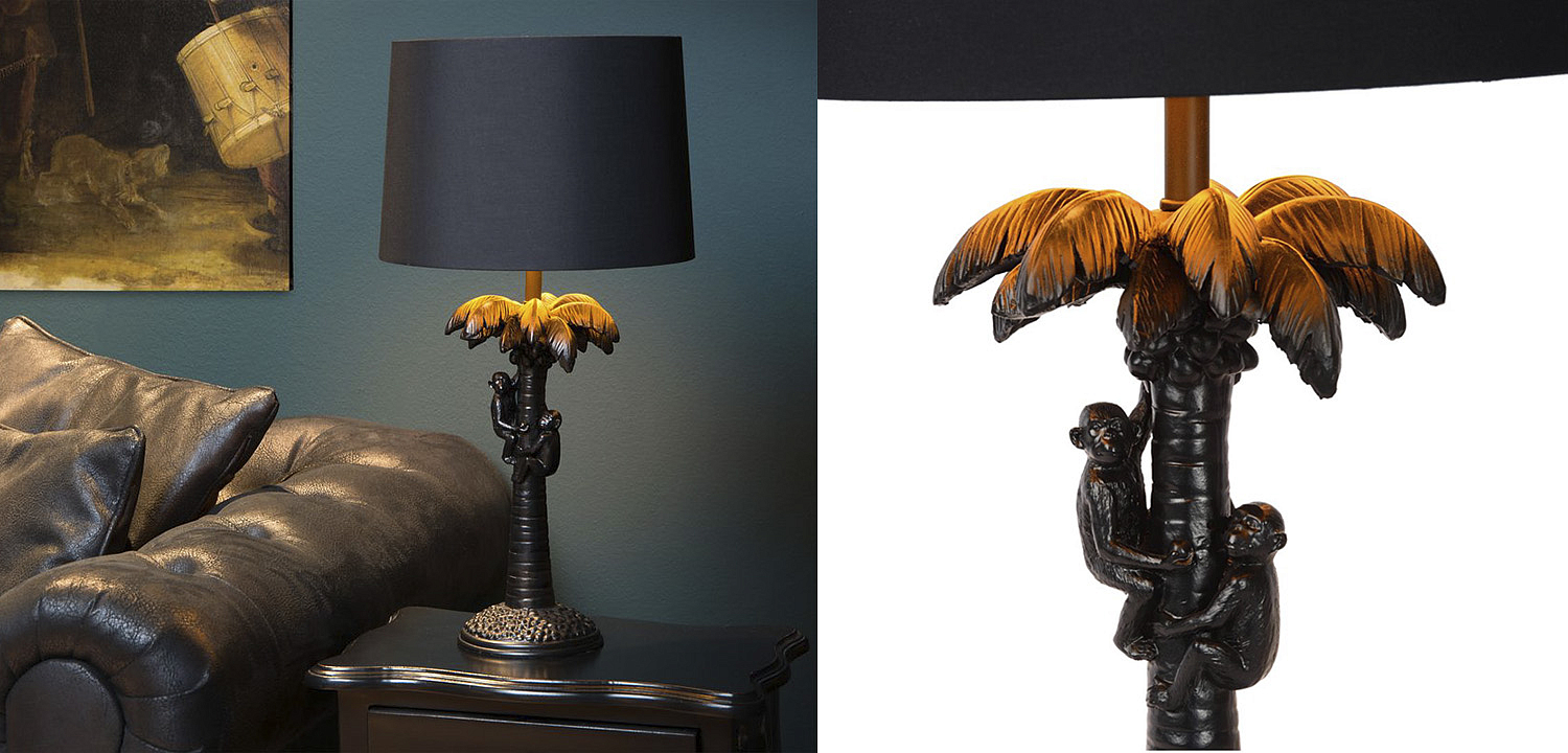 Настольная лампа Черная Пальма Monkeys on a palm table lamp black Настольная лампа Черная Пальма Monkeys on a palm table lamp black - Loft-Concept в Челябинске