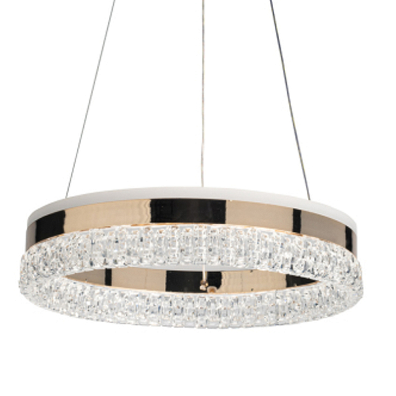 Люстра в виде кольца золотого цвета с прозрачными вставками Radiant Rail Прозрачный Золотой в Челябинске | Loft Concept 