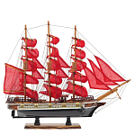 Декоративная модель деревянного парусника с красными парусами в подарочной упаковке With The low варинант исполнения - 1 | Loft Concept в Челябинске