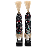 Комплект из 2-х деревянных статуэток Asmat Straw Headdress Statuettes Black Turquoise варинант исполнения - 4 | Loft Concept в Челябинске