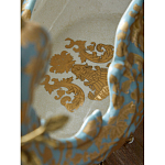 Чаша голубого цвета с оранментом и и бронзовыми фигурами леопардов Eden Garden варинант исполнения - 11 | Loft Concept в Челябинске