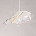 Люстра линейная с 3-мя белыми волнистыми плафонами Wave Line варинант исполнения - 7 | Loft Concept в Челябинске