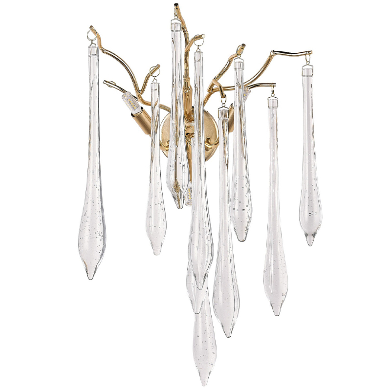 Бра с хрустальными подвесками в виде капель Droplet Crystal Gold Wall Lamp Золотой Прозрачный Бра с хрустальными подвесками в виде капель Droplet Crystal Gold Wall Lamp Золотой Прозрачный в Челябинске | Loft Concept